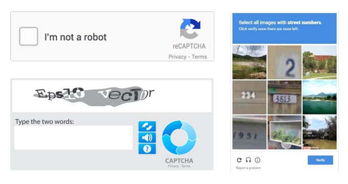Captcha samples that could be involved in cyber scams.