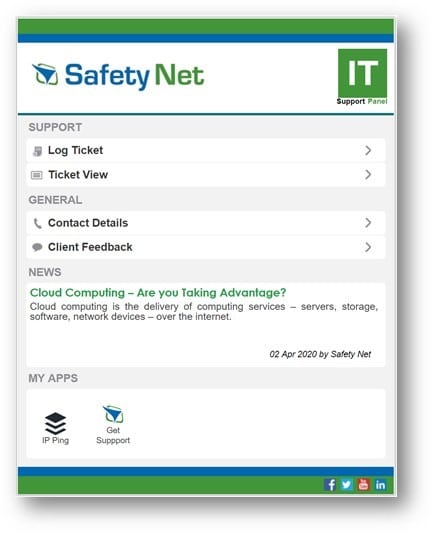 Screenshot of ITSupportPanel